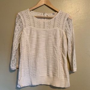 Anthropologie | Cream Lace Sweater | Medium M